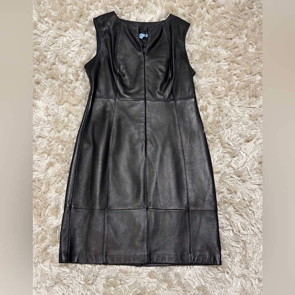 ✨ Brand New Ladies ANTONIO MELANI Black Leather Dress size 10 ✨ - Picture 4 of 16